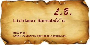 Lichtman Barnabás névjegykártya