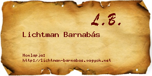 Lichtman Barnabás névjegykártya
